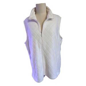2000s Y2K Buttery Soft Fuzzy Ivory Quilted Vest XXL